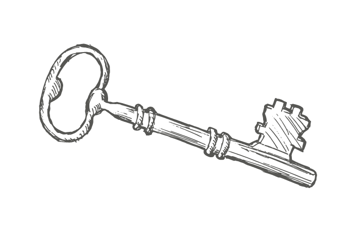 Vintage key icon representing private Italy vacations