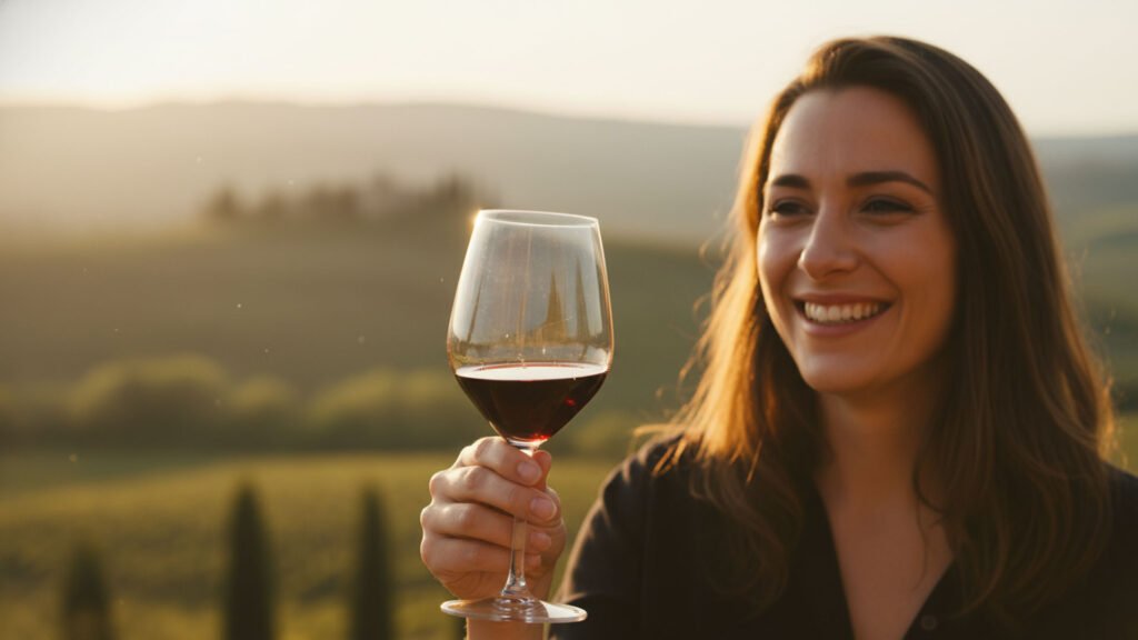  Guest celebrating at sunset after completing a private Italian cooking vacation experience.
